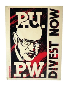 PU PW Botha SURVIVAL GRAPHICS Divest Now POSTER 1985 MADISON, WI Anti Apartheid - Picture 1 of 11