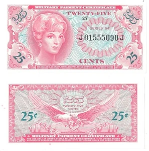 Military Payment Certificate Series 641 25 Cents Vietnam Era Uncirculated #5090 - Picture 1 of 1