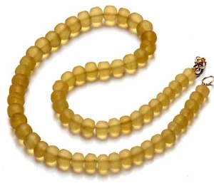 Honey Quartz Gemstone 7 to 9 mm Size Matte Finish Rondelle Beads 16.5" Necklace - Picture 1 of 10