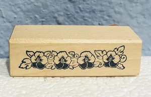 Sello de goma montado en madera borde jardín botánico floral Pensamientos PSX C-361 NUEVO - Imagen 1 de 3