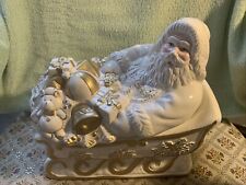 White & Gold Trim Ceramic Santa in Sleigh Cookie Jar World Bazaar's Vintage