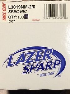 Eagle Claw Special Hooks Size 2/0 LAZER SHARP Nickel L3019NM-2/0 Bag of 100