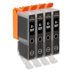 4 Black (CLI) Ink Cartridges to replace Canon CLI-521Bk Compatible for PIXMA - Picture 1 of 5