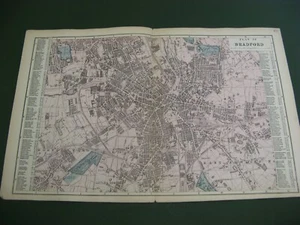 BRADFORD TOWN AREA MAP BY BACON 100% ORIGINAL C1896 VGC - Picture 1 of 1