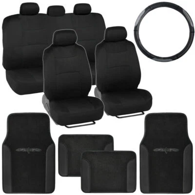 Полный комплект чехлов на автомобильные сиденья + полиуретановый кожаный коврик для пола + чехол для рулевого колеса - Изображение 1 из 4