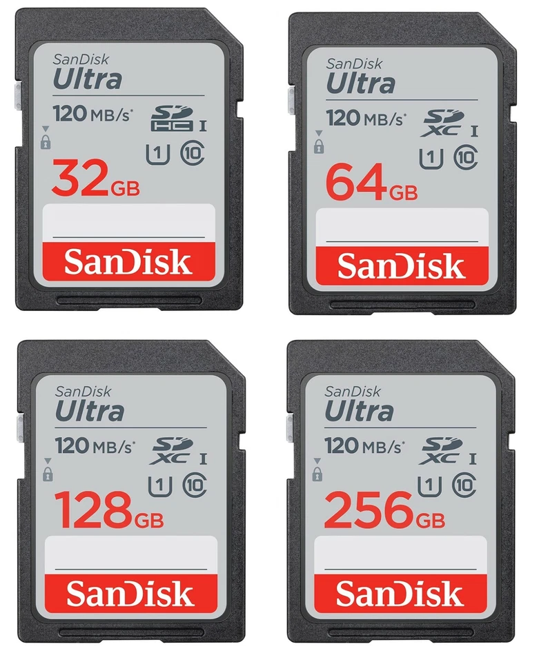 Sandisk SD Ultra Scheda Di Memoria 32 64 128 256 512 GB Fino a 120MB/sec - Immagine 1 di 1