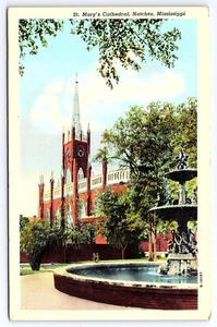 St Mary's Cathedral Natchez Mississippi linen postcard A265 - Picture 1 of 2