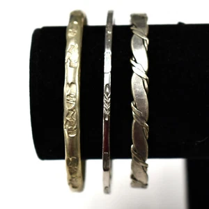 Lot of 3 Vintage Sterling Silver 925 Mexico Bangle Bracelets 45 g - Picture 1 of 13