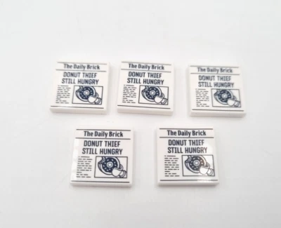 LEGO Zeitung Fliese bedruckt 5 STK Daily Brick 2x2  City Donut NEU - Bild 1 von 2