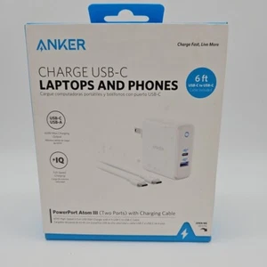 Chargeur rapide Anker PowerPort Atom III 60 W GaN et câble USB-C vers C 6 pieds - Photo 1 sur 4