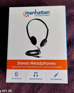 Manhattan Stereo Kopfhörer leicht & verstellbar mit gepolsterten Ohrpolstern - neu - Bild 1 von 6