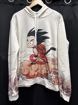 Dragon Ball Kid Goku Flying Nimbus Hoodie Size XXL White Hooded Sweater - Image 1 of 4