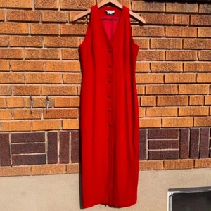 VINTAGE 1980's Ann Taylor Wool Dress - Womens Size 6 - Red - Sleeveless -  AS IS - Picture 1 of 13