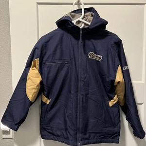 Reebok St. Louis Rams YOUTH M 10/12 Los Angeles Zip Up Jacket With Hood - Picture 1 of 6