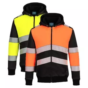 Portwest PW377 Hi-Vis Winter Hoodie mit Reißverschluss leicht Klasse 1 Taschen Sicherheit - Bild 1 von 11