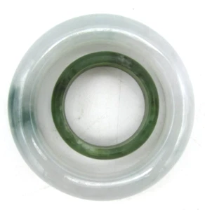 VINTAGE CHINESE JADE GREEN & WHITE HESSIAN RING/PENDANTS 1 1/4" & 1 7/8" Dia OR3 - Picture 1 of 5