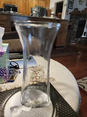 Clear Glass Vase 8.5"Tall  x 4.25" W Across the Top Square Bottom, Curved Glass - Image 1 of 4