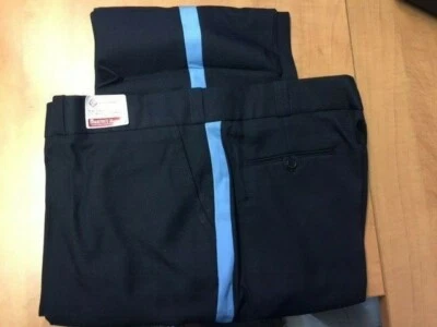 NWT Martin's Dark Blue Flat Front Uniform Pants Blue Stripes Size 46x38 UNHEMED - Image 1 of 3