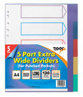 Tiger A4 5 Part Extra Wide Polypropylene Dividers (For Punched Pockets) Index