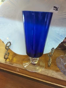 Vintage Heisey Spanish Colbalt Blue Iced Tea Glass Footed Stem - Picture 1 of 11