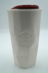 STARBUCKS CERAMIC CRINKLED CRUMPLED WHITE 10 OZ TUMBLER - Picture 1 of 7