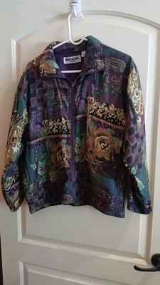 Chris Allen Sport винтажный 100% шелк Javket, женщин маленький - Изображение 1 из 4