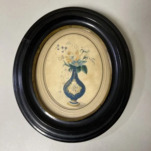 Folk Art 19th Century Hanging Framed Hand Painted Watercolor Americana - Picture 1 of 10