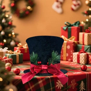 Christmas Tree Topper Hat with Bow Christmas Tree Top Decoration for Farmhouse - Picture 1 of 5