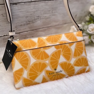NUEVO Bolso Bandolera Kate Spade Sadie Naranja Toss Top Cremallera Pequeño Estampado Foto 1 de 4
