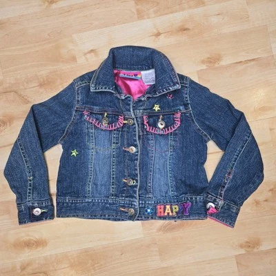 Vtg Lisa Frank Denim Jean Jacket Size 4 Glam Girl Embroidered sequin 90s y2k - Image 1 of 4