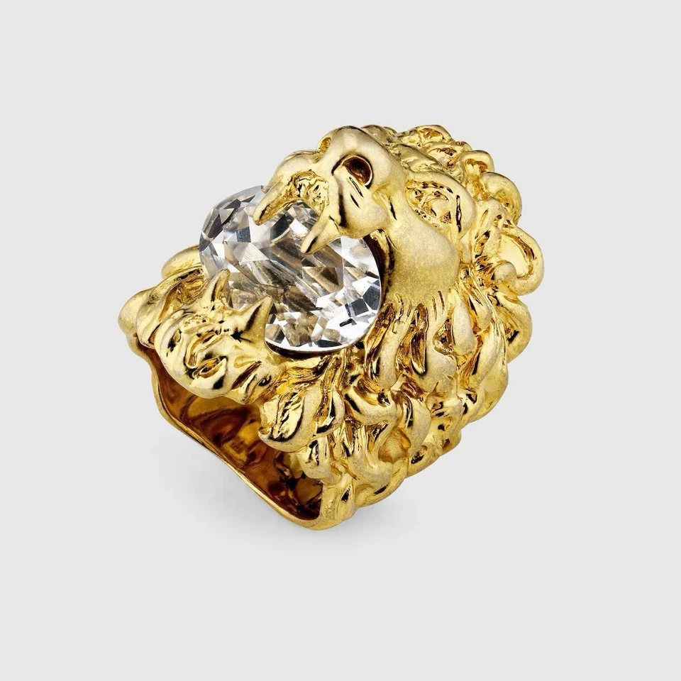 Authentic New Gucci Lion Ring with Crystal Size 10 - Image 1 of 3