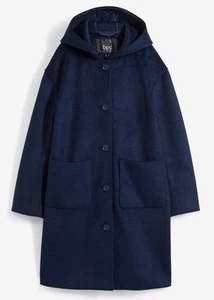 Kurzmantel in Wolloptik mit Kapuze Gr 44 Dunkelblau Damen Jacke Kurz-Mantel Neu* - Bild 1 von 1