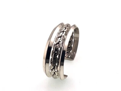 Statement Sterling Silver Triple Shank Cuff Bracelet 47G 6.25" - Image 1 of 4