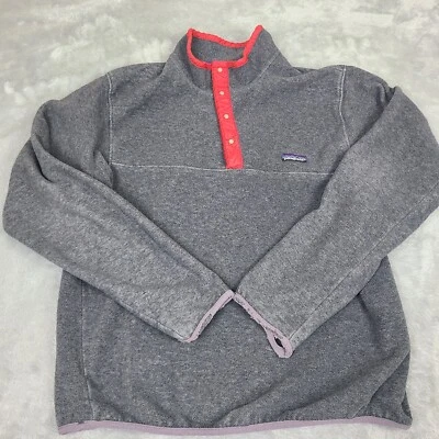 Patagonia Men's Gray/Red Snap-T Pullover Fleece Jacket Size Medium Defects - Image 1 of 4