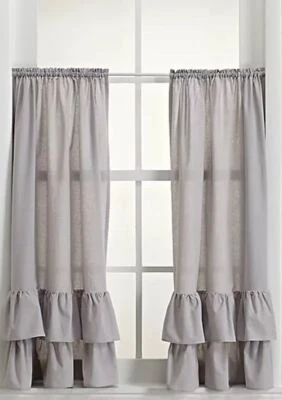 Panel de cortina de ventana con volantes gris Wamsutta Foto 1 de 2