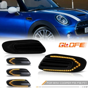 For MINI Cooper F55 F56 F57 Smoked Lens Sequential Amber LED Fender Side Marker - Picture 1 of 9