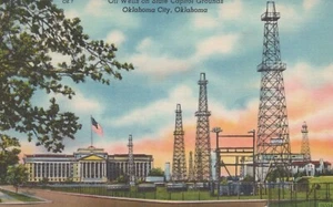 Ölquellen auf dem Gelände des State Capitol - Oklahoma City, Oklahoma - unbesendet RPPC - Bild 1 von 3