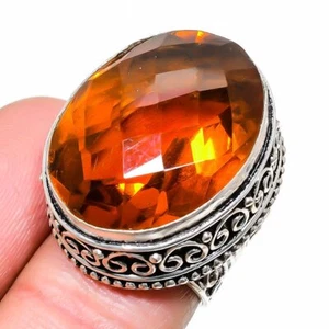 Citrin Edelstein 925 Sterling Silber Schmuck Ring Größe 8 Ostern h215 - Bild 1 von 1