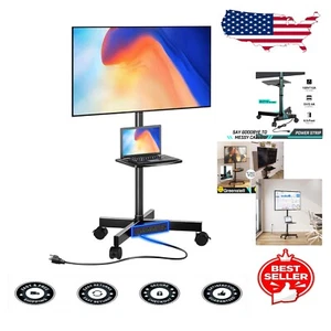 Swivel Mobile TV Stand on Wheels - Fits 23-60" Screens with Power Supply - Picture 1 of 10