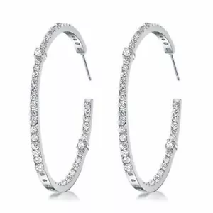 925 Sterling Silver Plated CZ Round Cut 30MM Hoop Earrings For Women - Picture 1 of 3