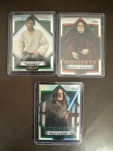 2023 Topps Chrome Monikers 3 Card Lot-Palpatine, Kenobi, Luke Skywalker - Picture 1 of 8