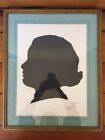 Vintage 1952 Nordis Soley Framed Signed Children Girl Head Black Silhouette Art