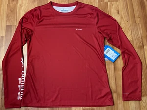 Columbia Tidal Tee PFG Fill-O-Print Fish Omni-Shade Womens M Red Spark Tuna NEW - Picture 1 of 11