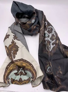 $128 Echo silk scarf rich paisley Ombré black 900 U - Picture 1 of 11