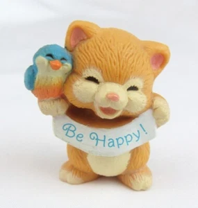 Hallmark Merry Miniature Greeting 1984 Be Happy! Kitten with Bluebird - Picture 1 of 7