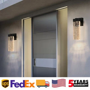 2 Pack 12'' Modern LED Wall Light Outdoor Crystal Exterior Porch Mount Fixture - Picture 1 of 11