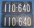 1926 West Virginia License Plates matched pair amateur repaint