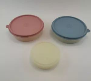 Vintage Tubberware Lot 3 One Without Lid Storage Containers Read Description - Imagen 1 de 8