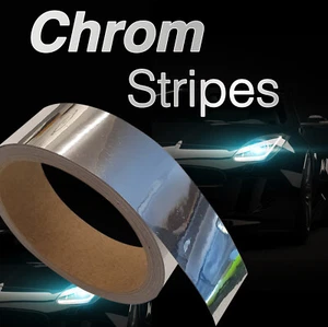 €33,00/m² Zierstreifen Chrom Auto Folie 5-100mm breit Kühlergril Bike Boot Möbel - Bild 1 von 1