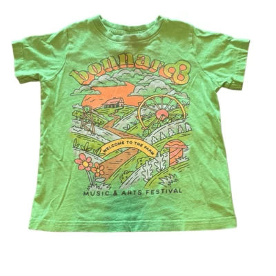 Bonnaroo 3T Toddler Green Farm Graphic 100% Cotton Rabbit Skins Tshirt - Image 1 of 4